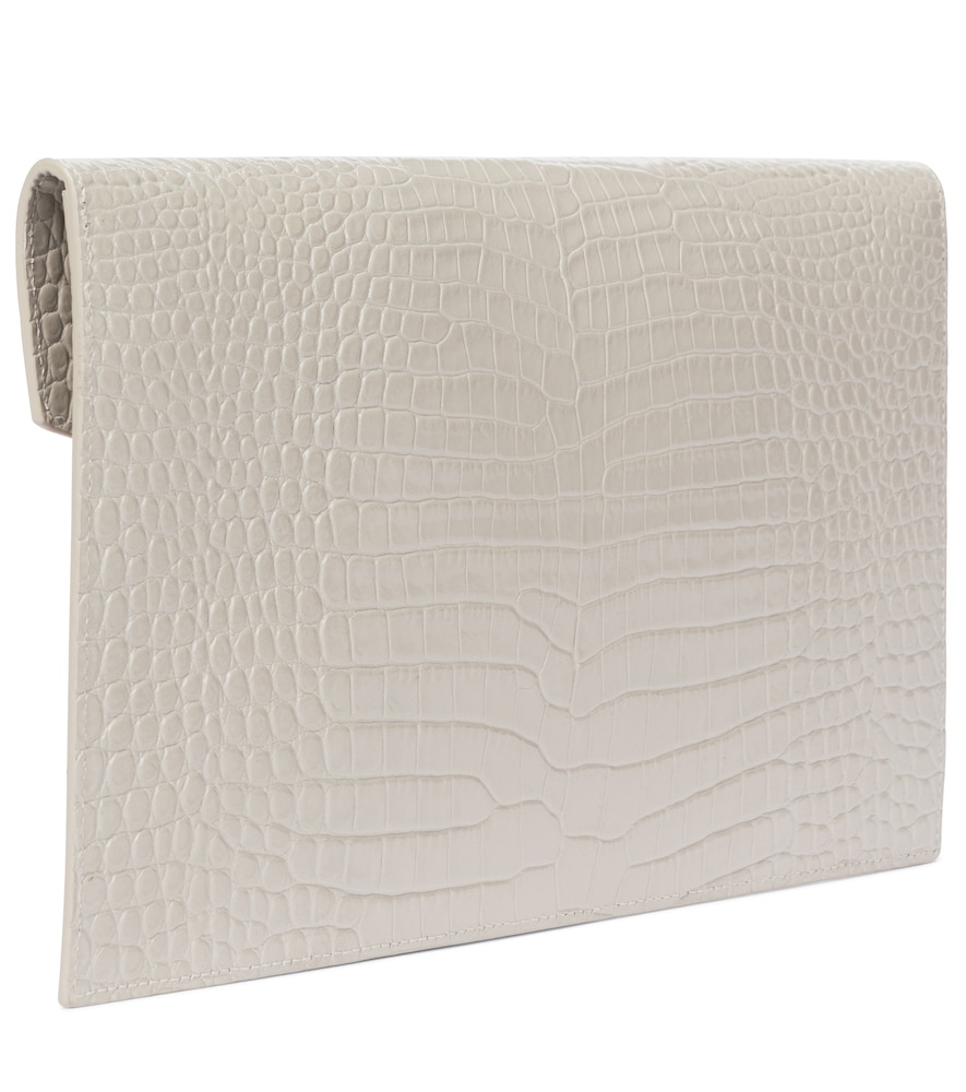 Uptown croc-effect leather clutch