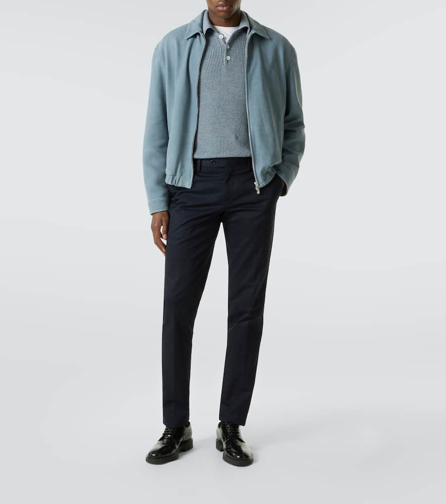 Mid-rise cotton slim pants