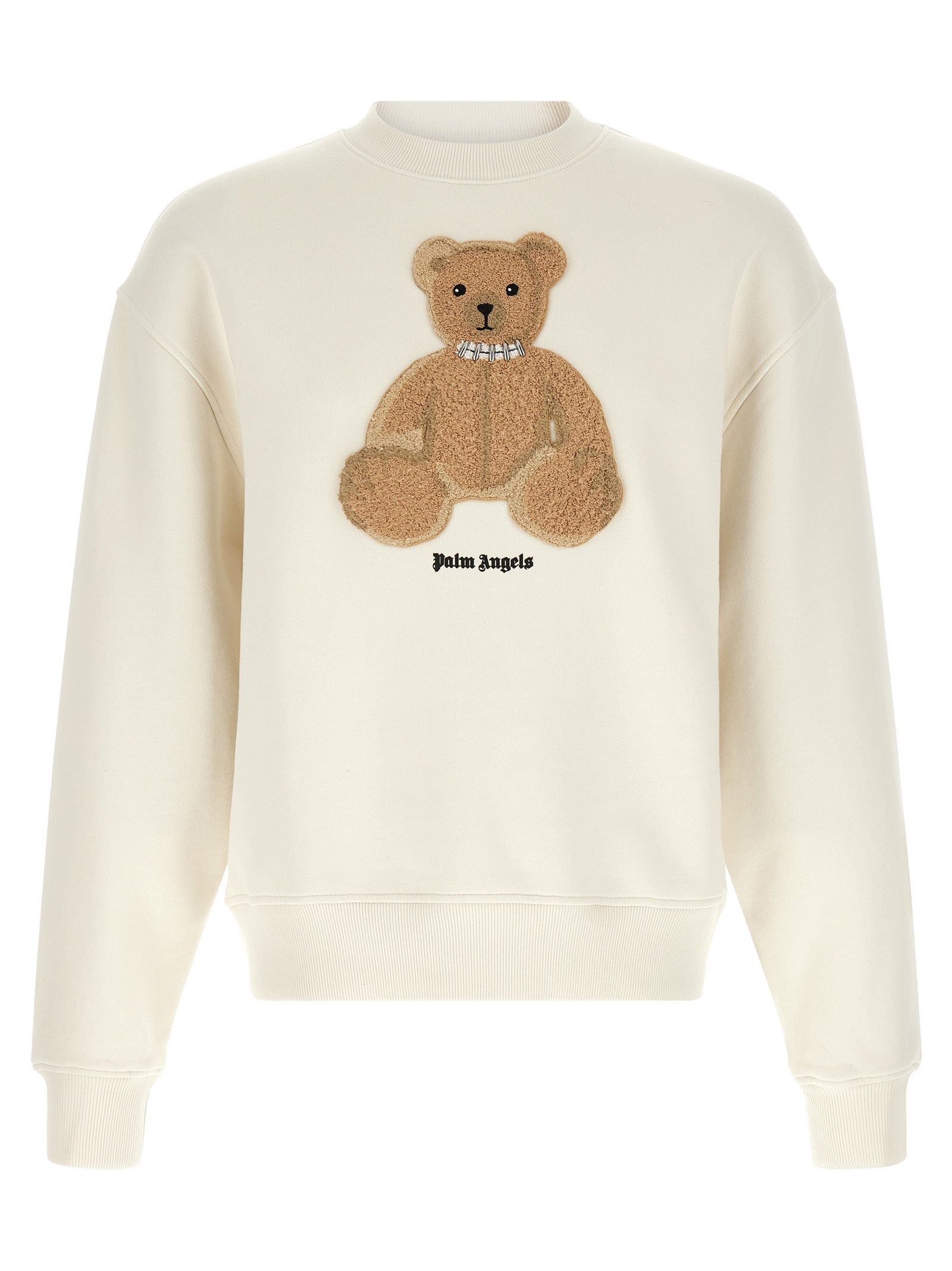 Teddy Bear Bouclé-Patch Cotton Sweatshirt — White