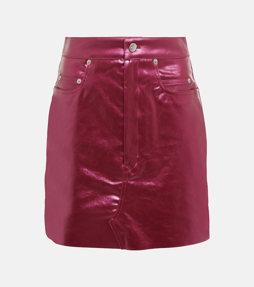 Coated denim miniskirt
