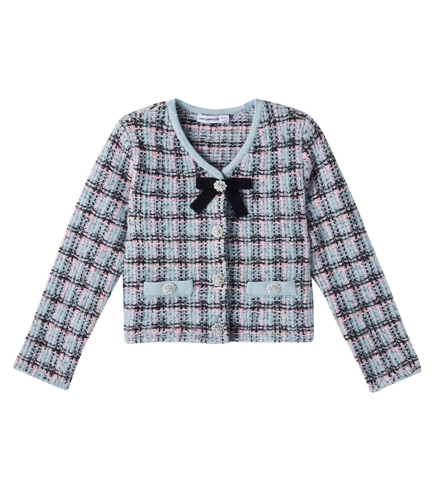 Checked cotton-blend tweed jacket