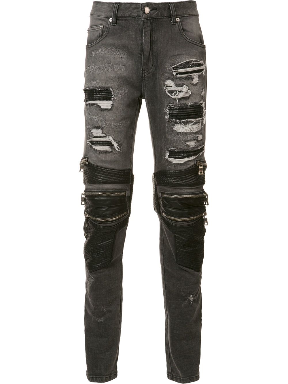 Zipped ripped skinny jeans - Black