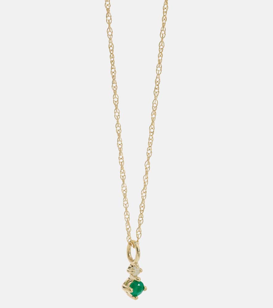 Tiny Emerald Goddess 14kt gold choker with emeralds and diamonds