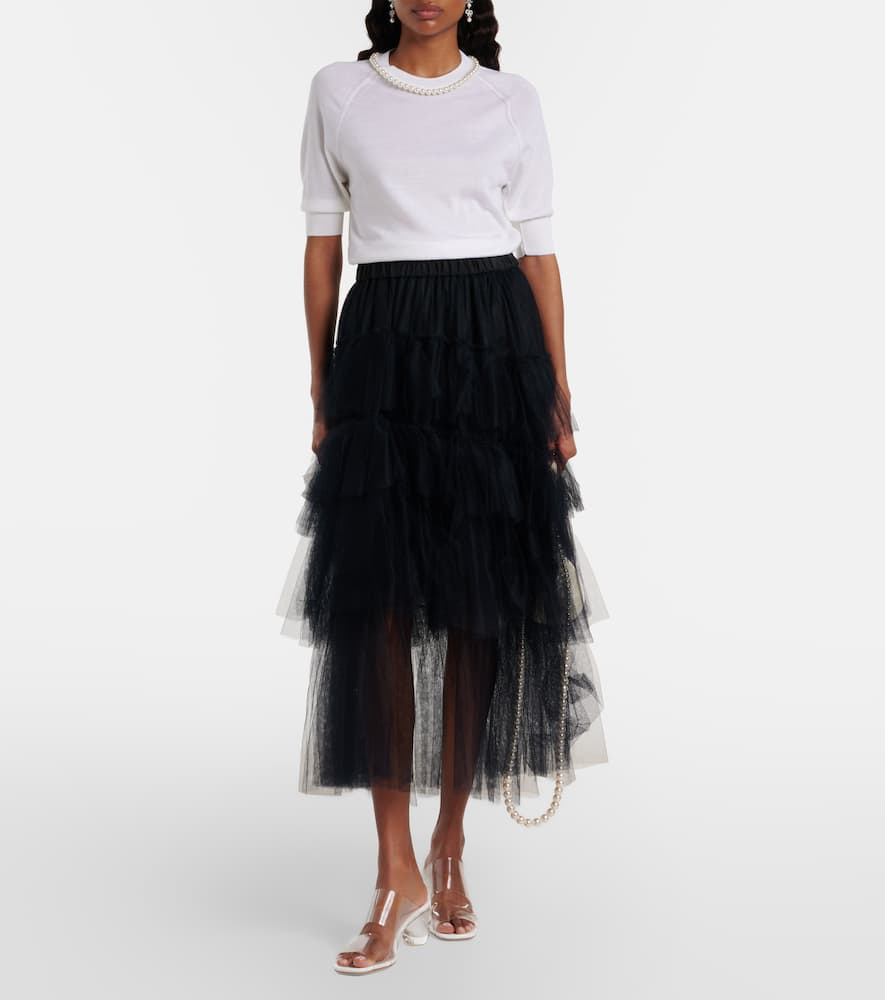 Embellished wool and silk top