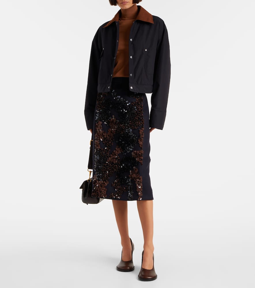 Sequined wool-blend midi skirt