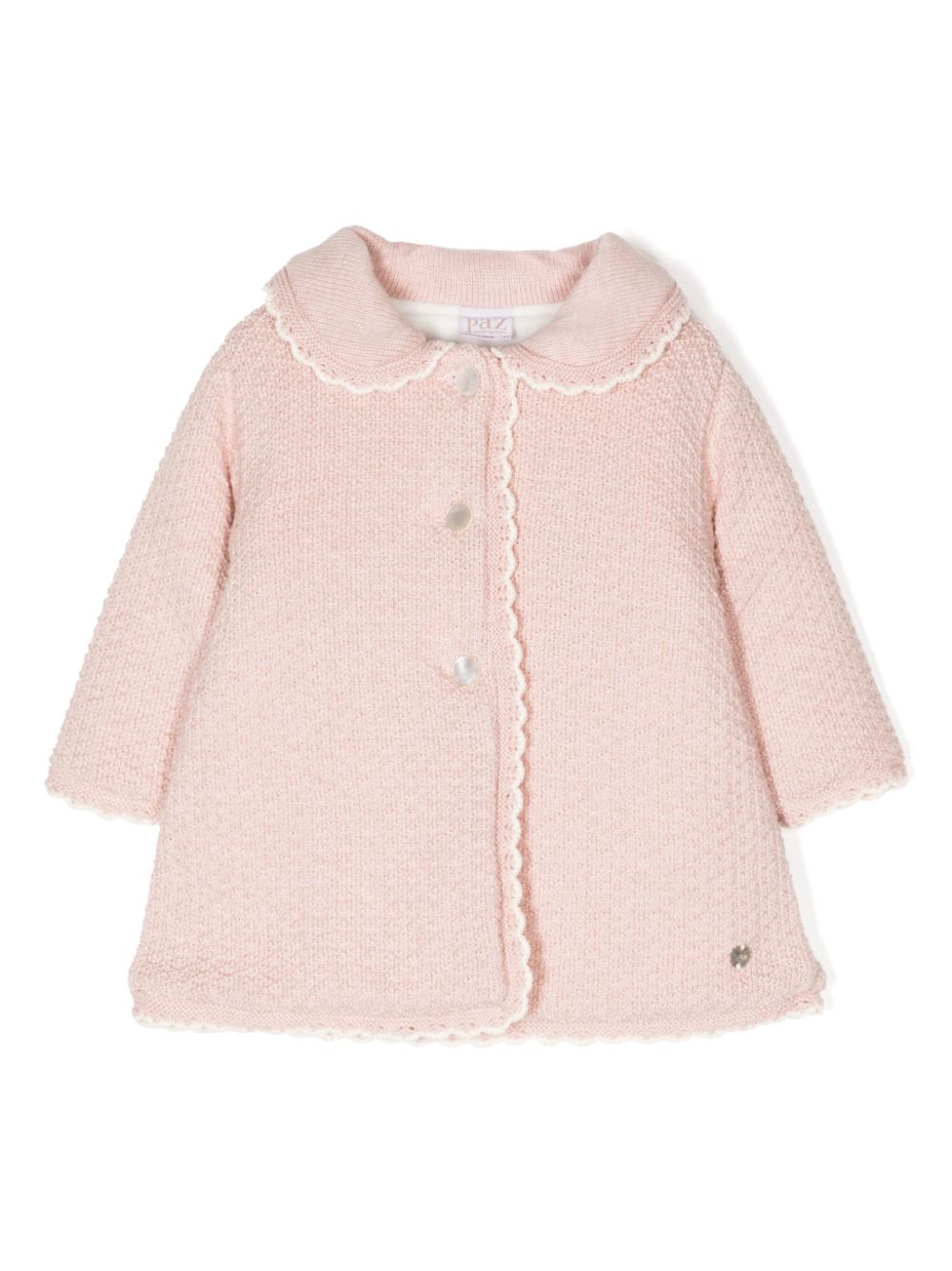 Peter pan-collar knitted coat - Pink
