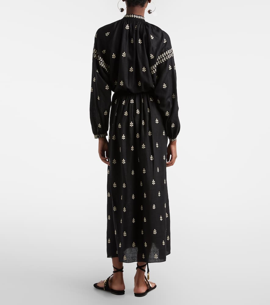 Rodilia embroidered silk maxi dress