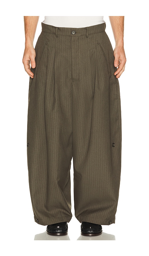 Art Community Japanese Wool Triptych Trouser in Grey Pinstripe - Grey. 34 also