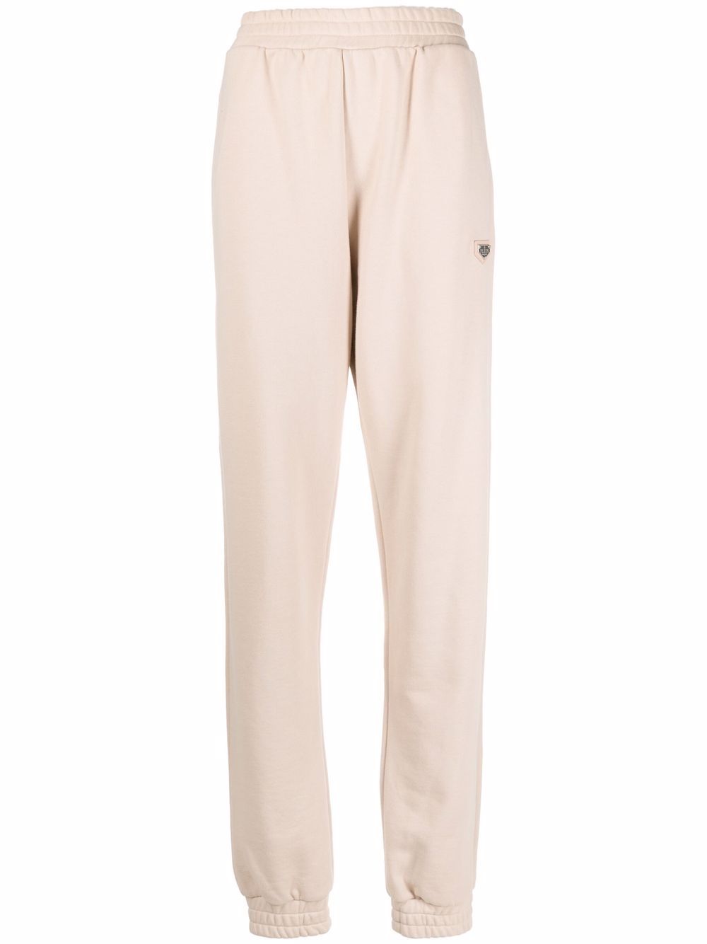 High-waisted cotton track pants - Neutrals