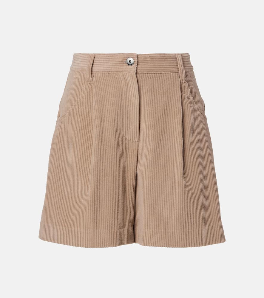 High-rise cotton corduroy shorts
