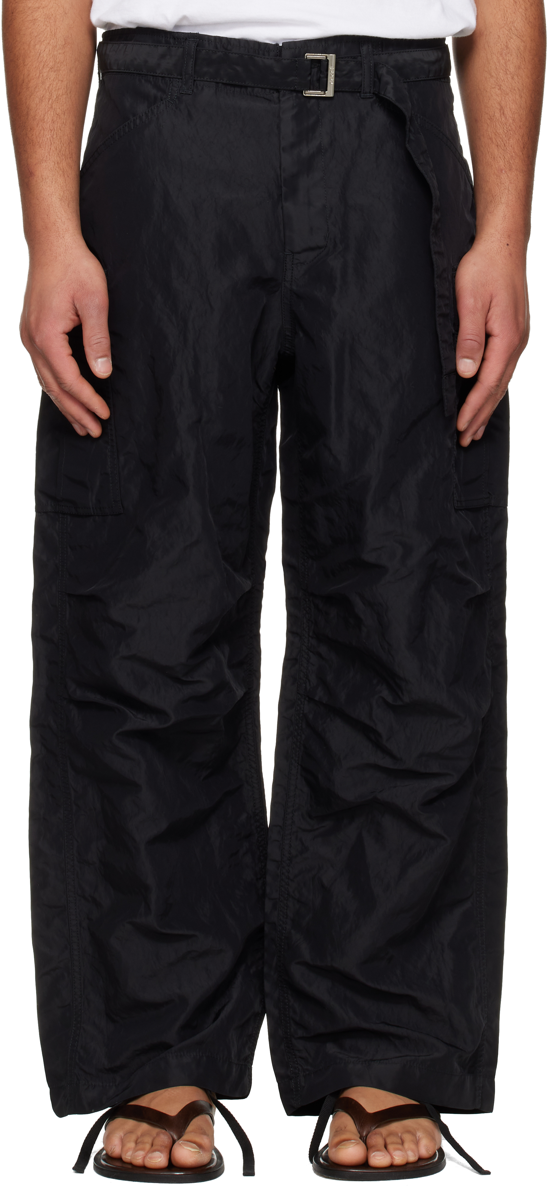 Khaki Treated Nylon Twill Cargo Pants