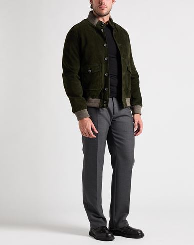 Man Jacket Dark green Size 42 Leather