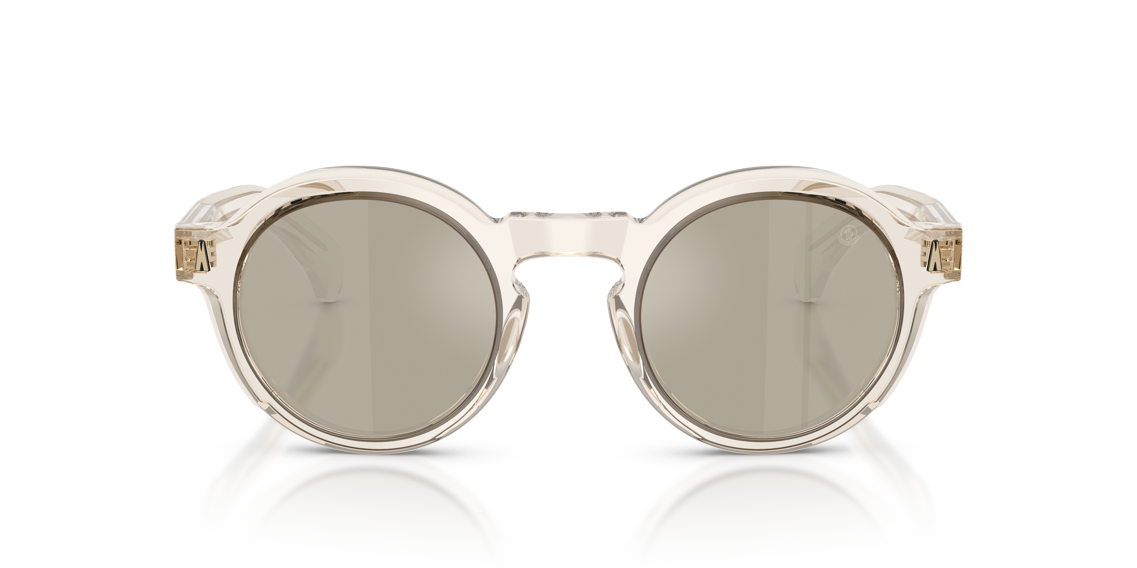 Moncler Unisex Moncler ME6012 AURONE 30035A Sunglasses Acetate Transparent Brown Round Normal Mirrored