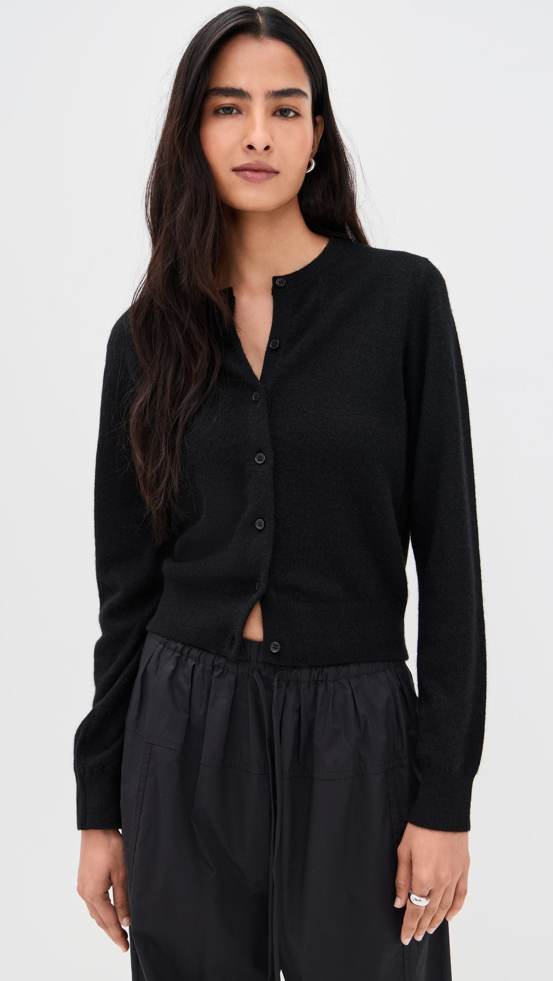Cashmere Crew Neck Cardigan Black