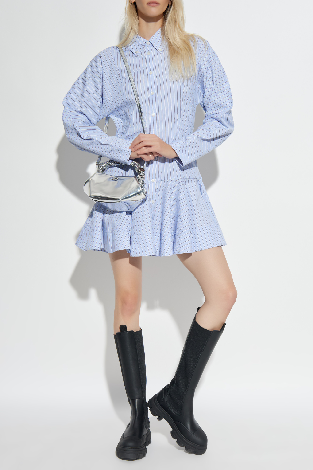 Dress With Stripe Pattern, Women's, Blue