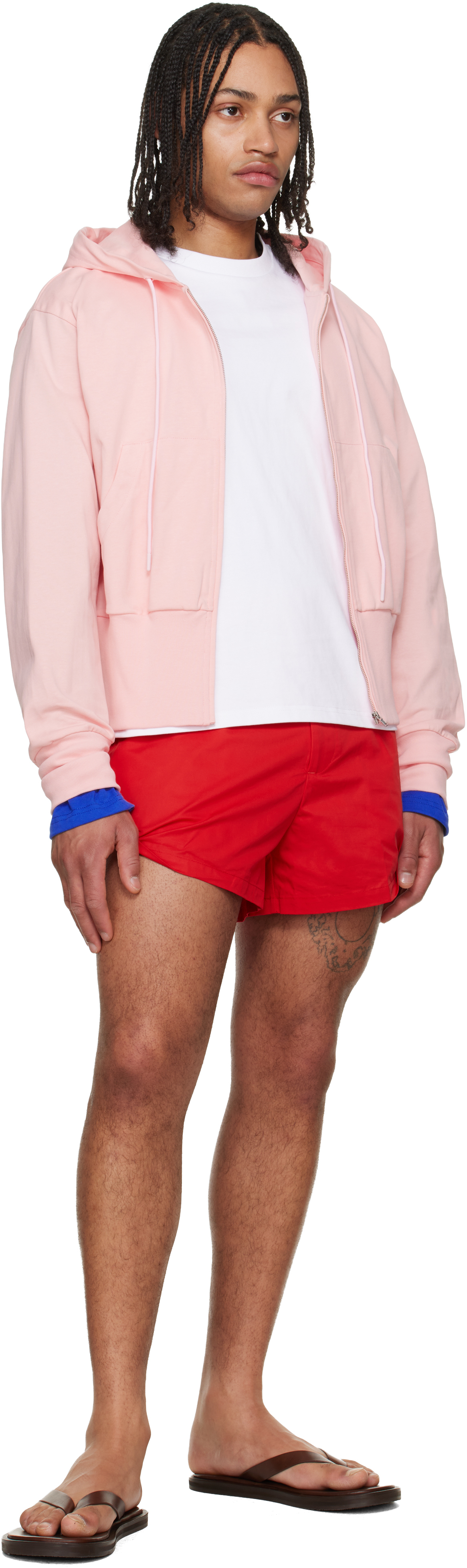 Pink Wide Band Zip-Up Hoodie