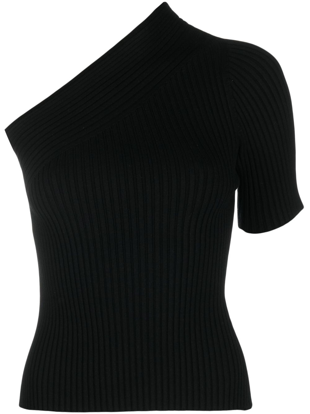 One-shoulder knitted top - Black