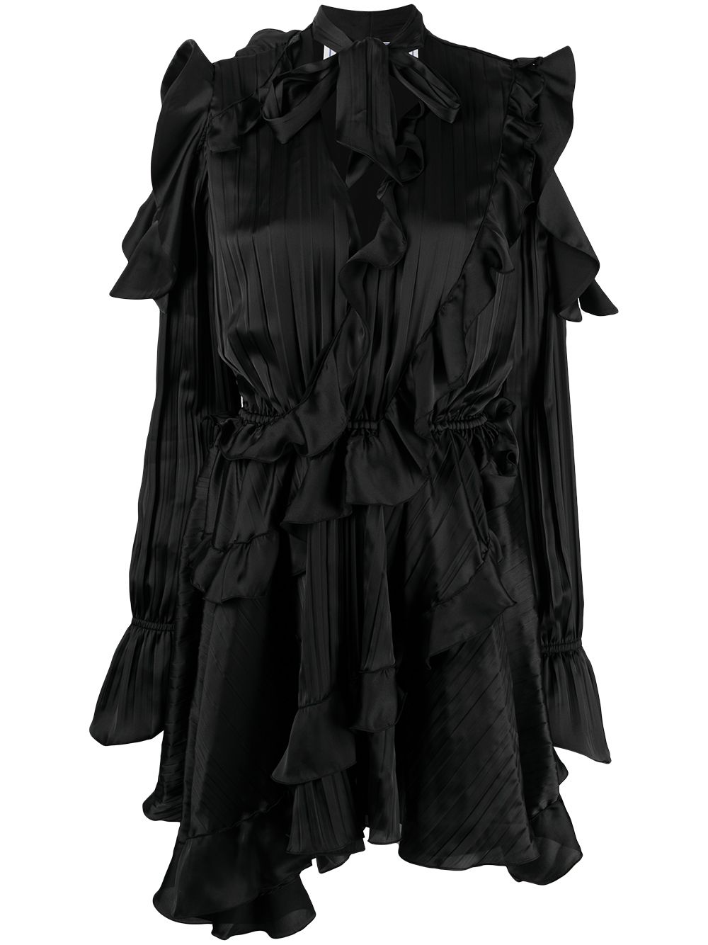 Creased ruffled cocktail dress - Black