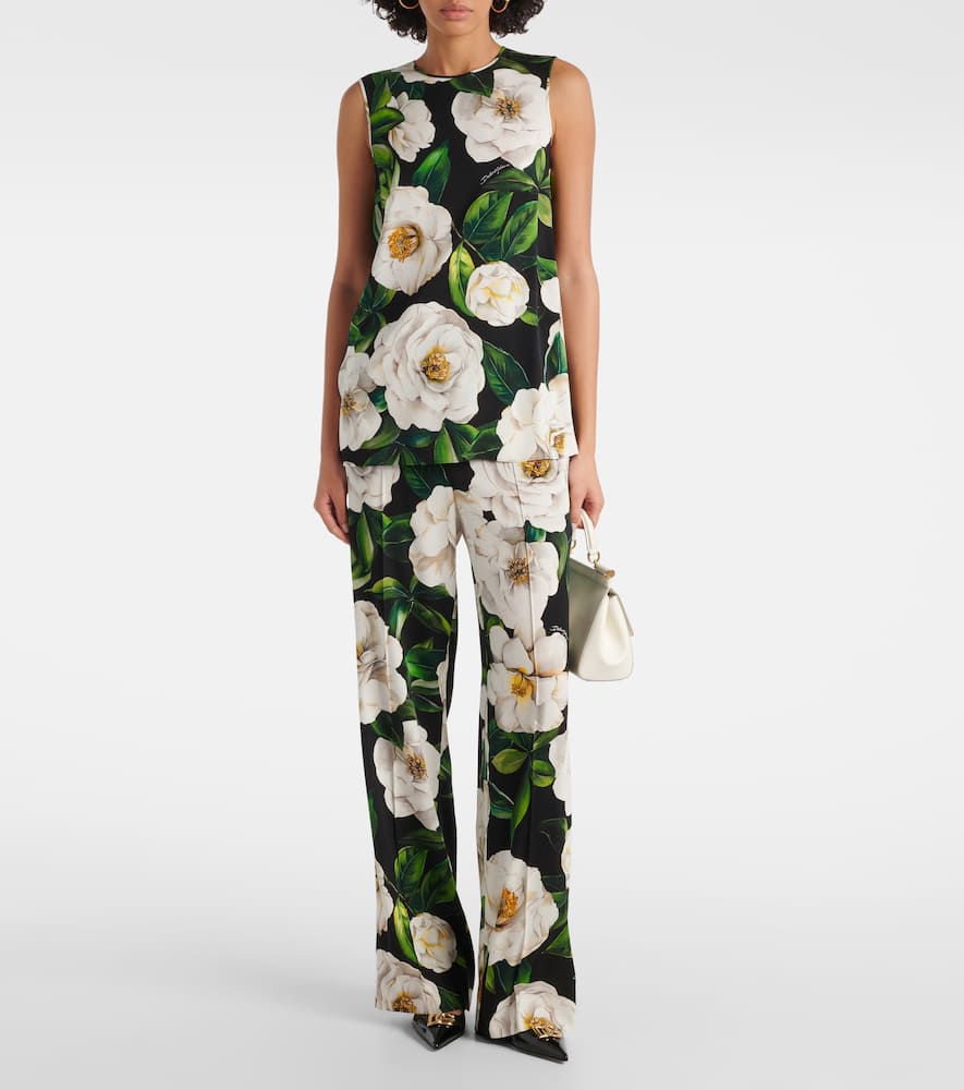 Floral silk-blend charmeuse pajama pants