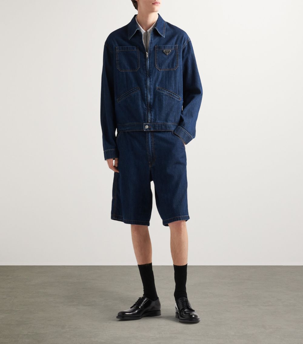 Dark-Wash Denim Bermuda Shorts