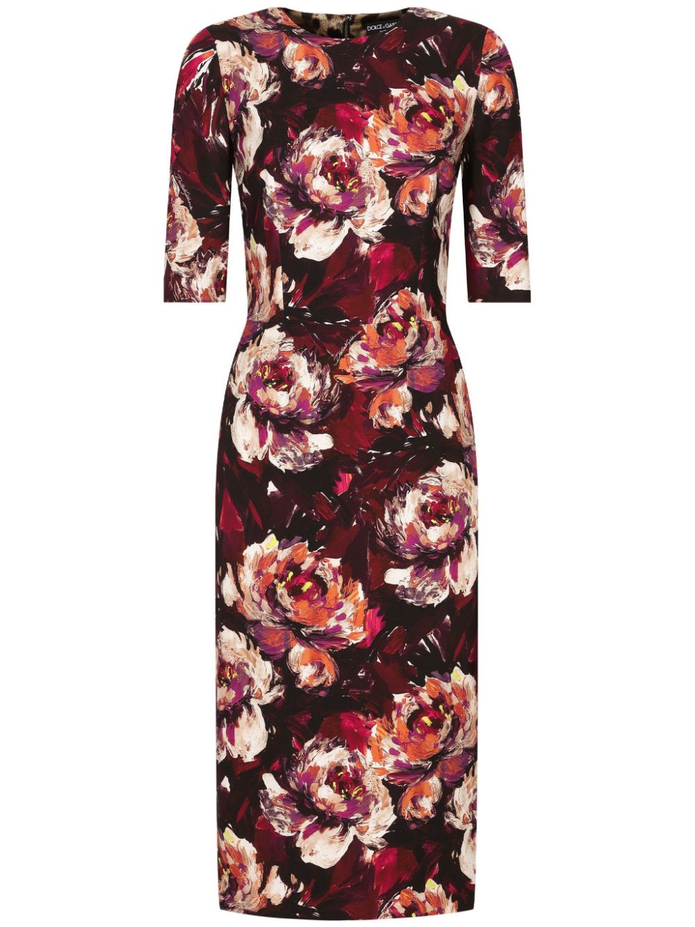 Peony-print midi dress - Pink