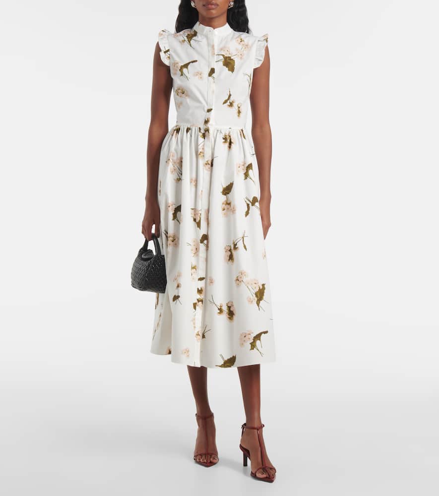 Floral cotton poplin midi dress