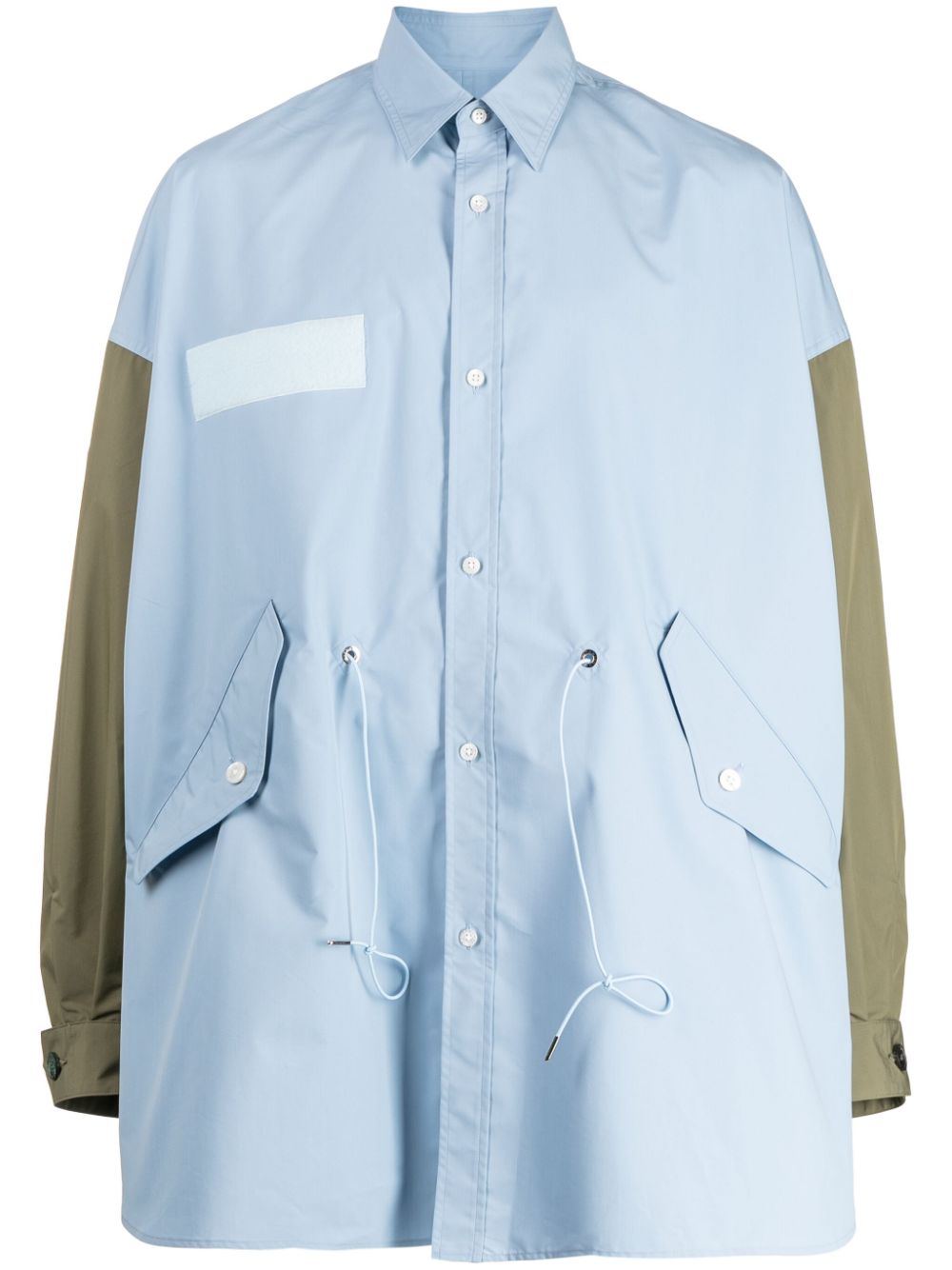 Two-tone drawstring-waist shirt - Blue