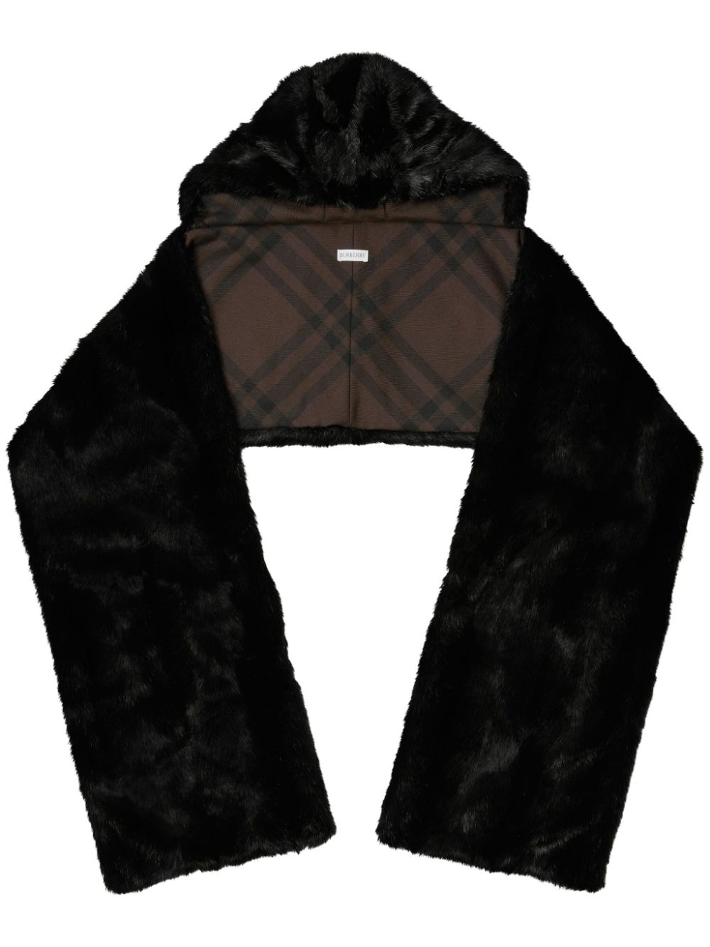 Hooded faux-fur scarf - Black