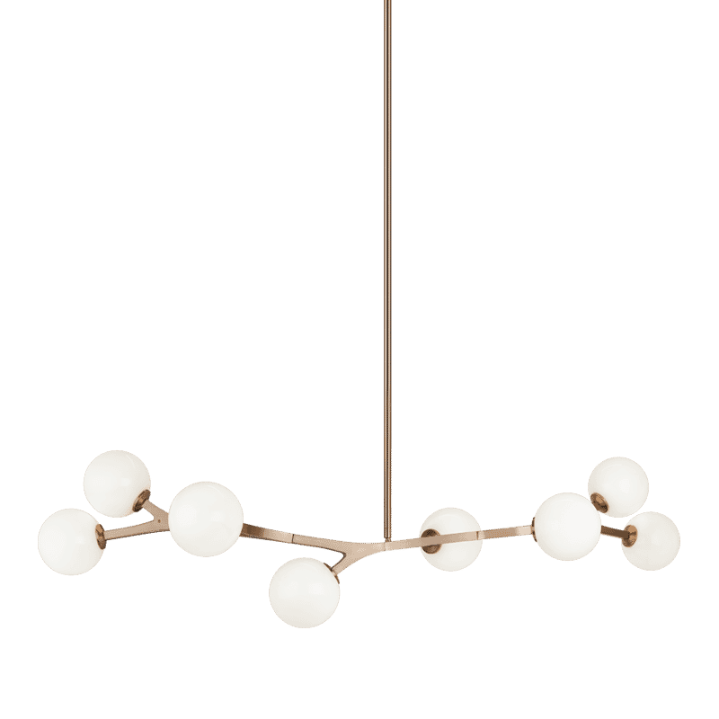 Aged Gold Brass Eight Light Chandelier from the Rami Collection
