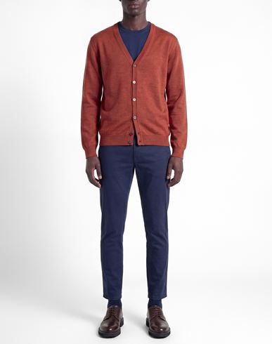Man Cardigan Rust Size XL Merino Wool, Acrylic