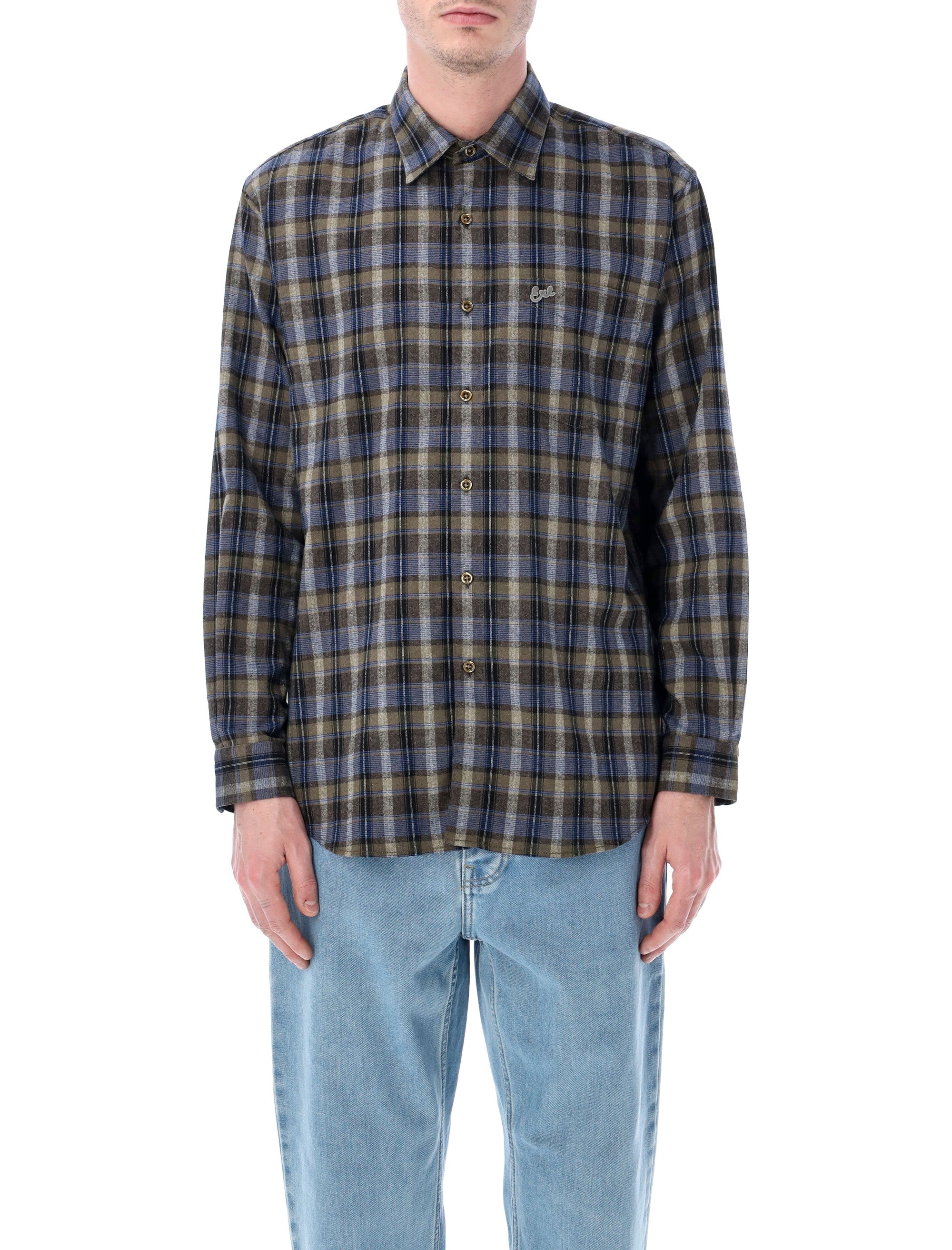 Classic Plaid Button-Up Shirt - Size L