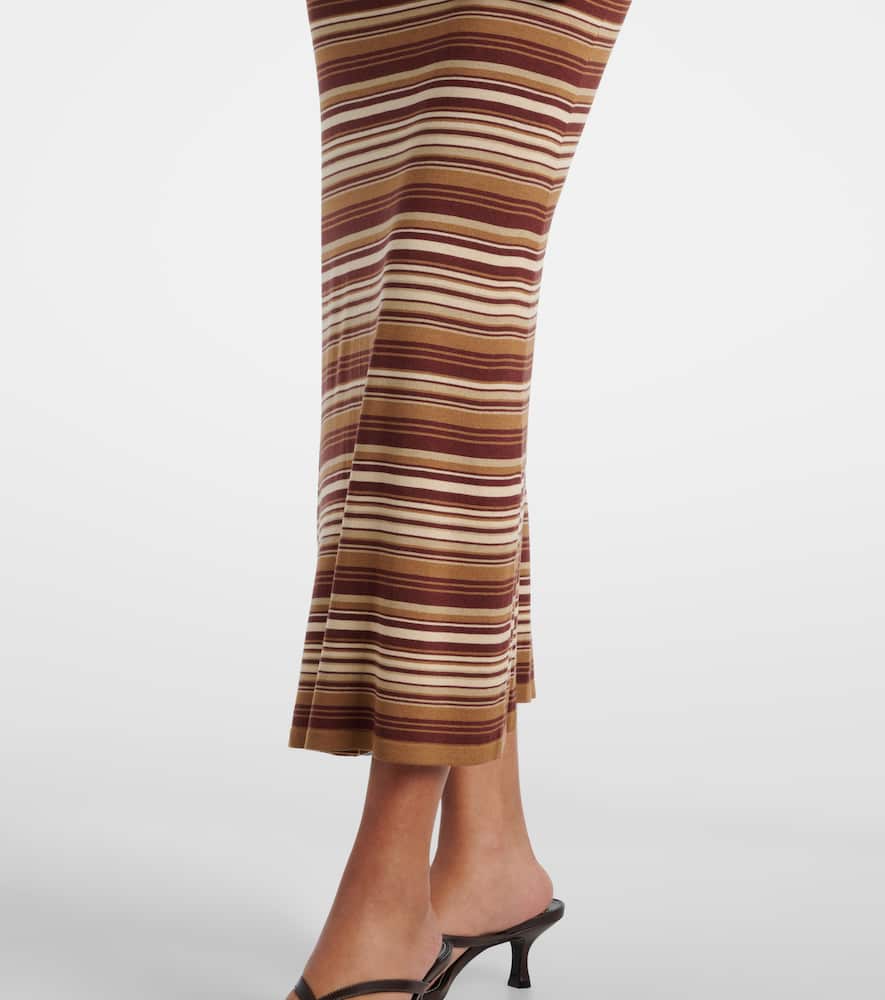 Striped silk-blend midi dress