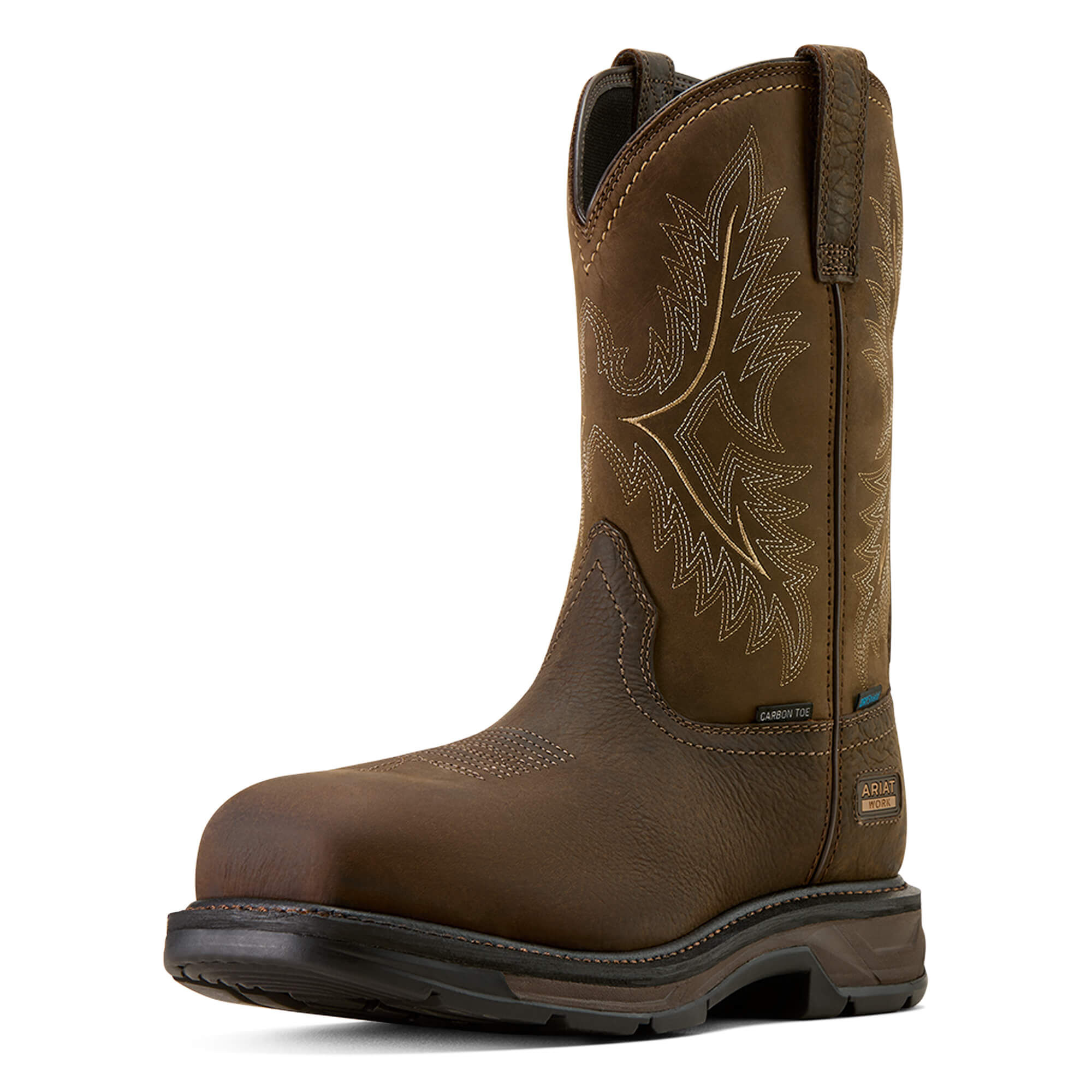 Men's WorkHog XT Waterproof Wide Square Toe Carbon Work Boots in Bruin Brown Mocha, EE Wide Width, Size 7, by
