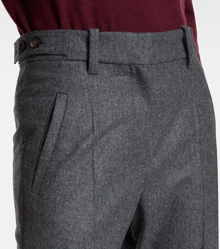Pleated virgin wool straight pants