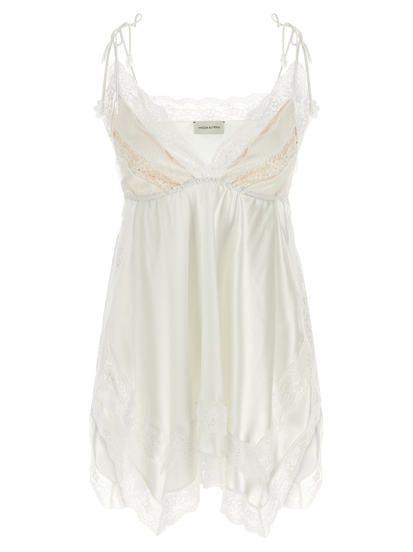 Lace-Trimmed Silk Blouse — White
