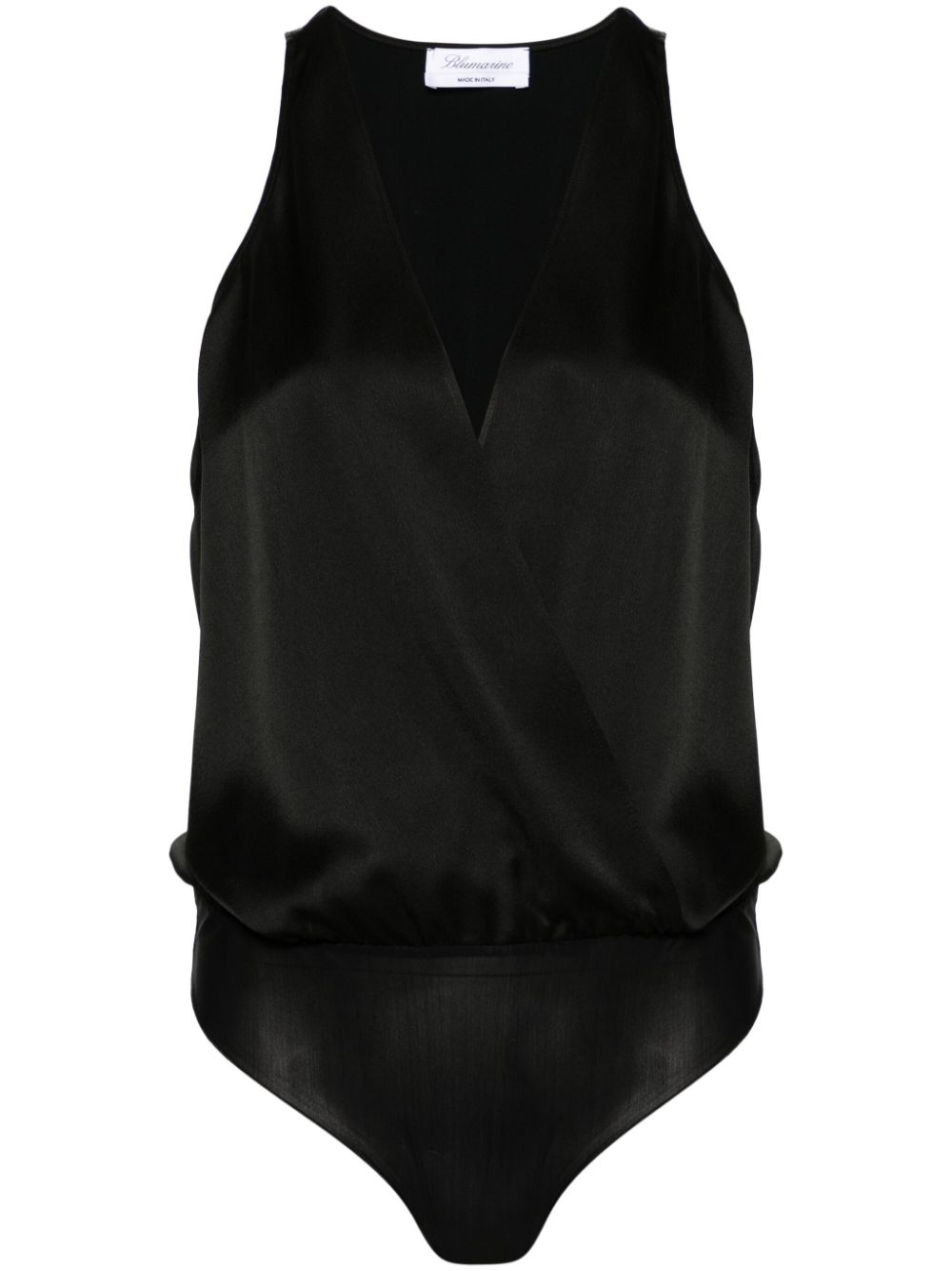 V-neck satin bodysuit - Black