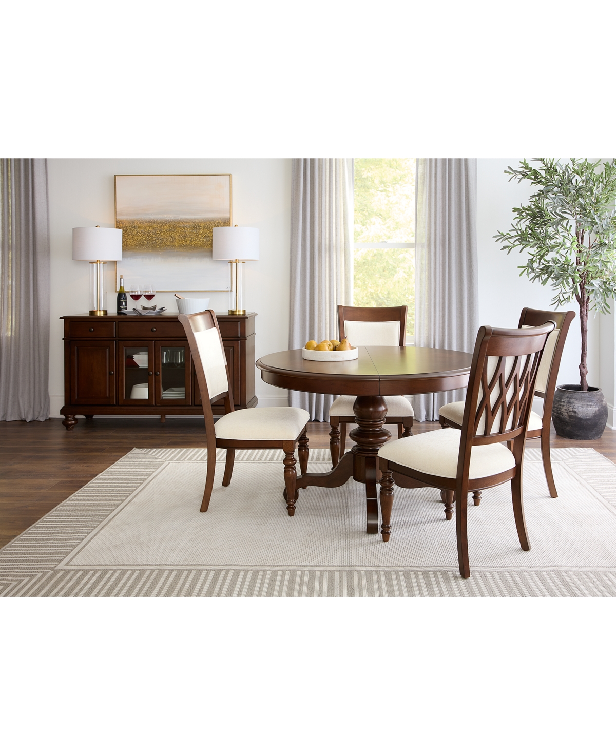 Daria 5-Pc. Dining Set (Round Table & 4 Upholstered Back Side Chairs), Created for Brown
