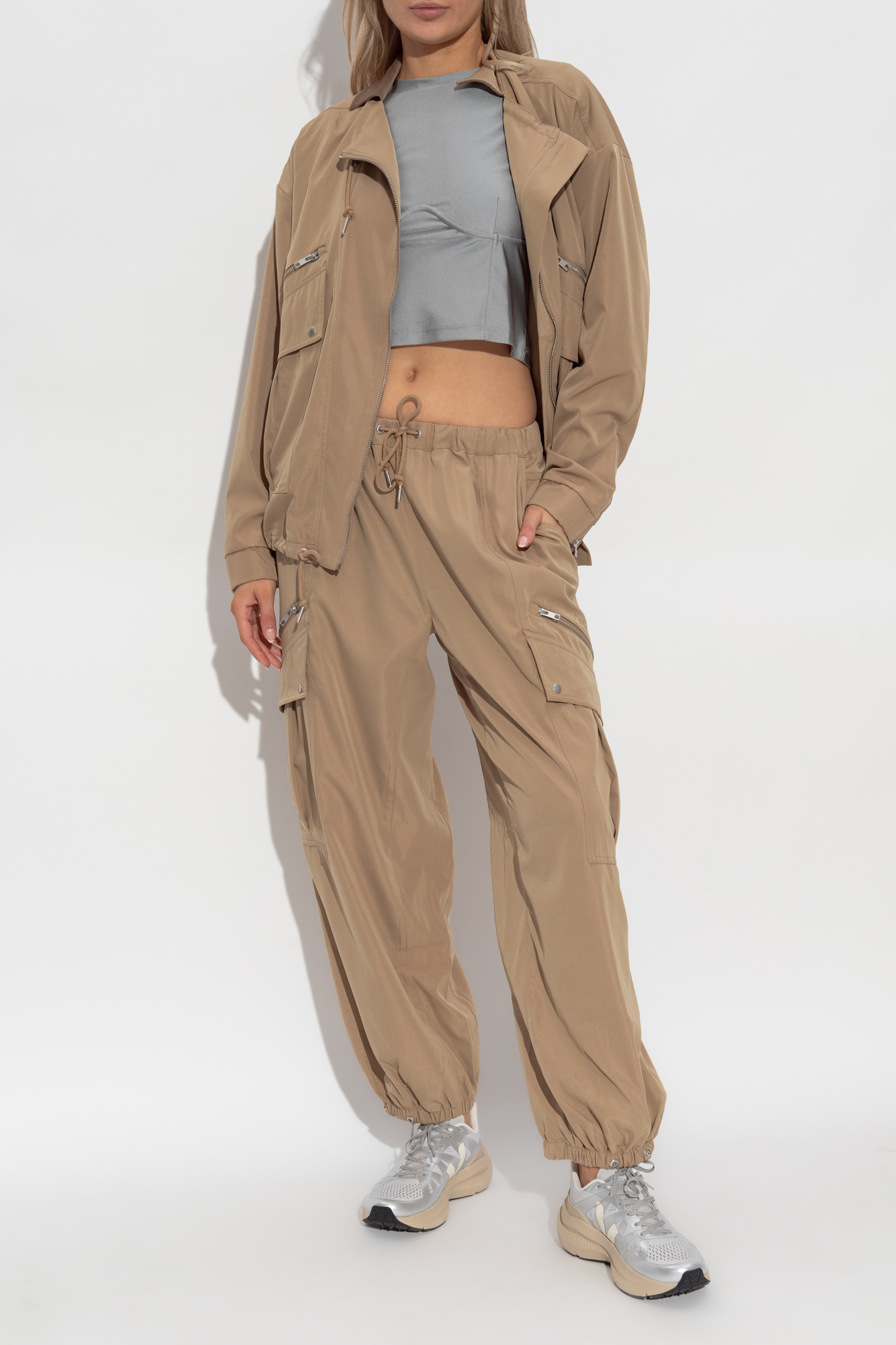 Trousers With Logo, Women's, Beige