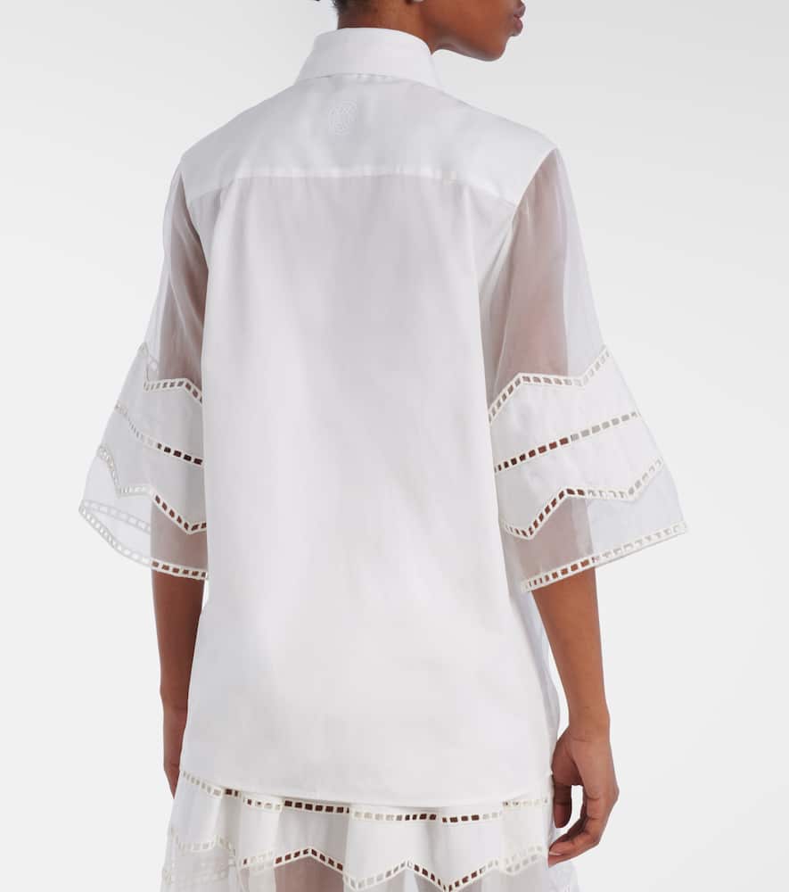 Tie-neck cotton and silk-blend blouse