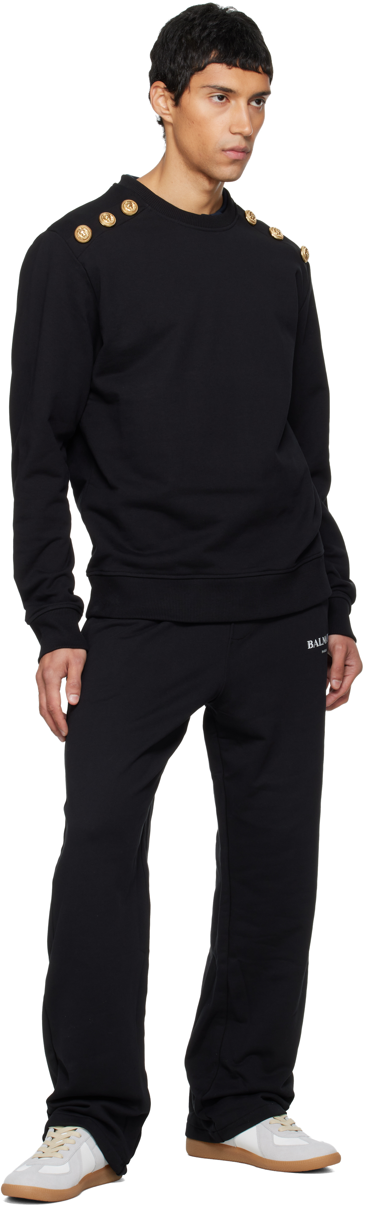Black 'Paris' Writing Sweatpants