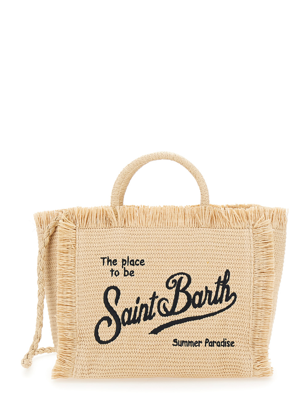 Colette Beige Handbag With Logo On The Front And Frayed Edges Straw Women Polypropylene Cotton Hand Bags - Women