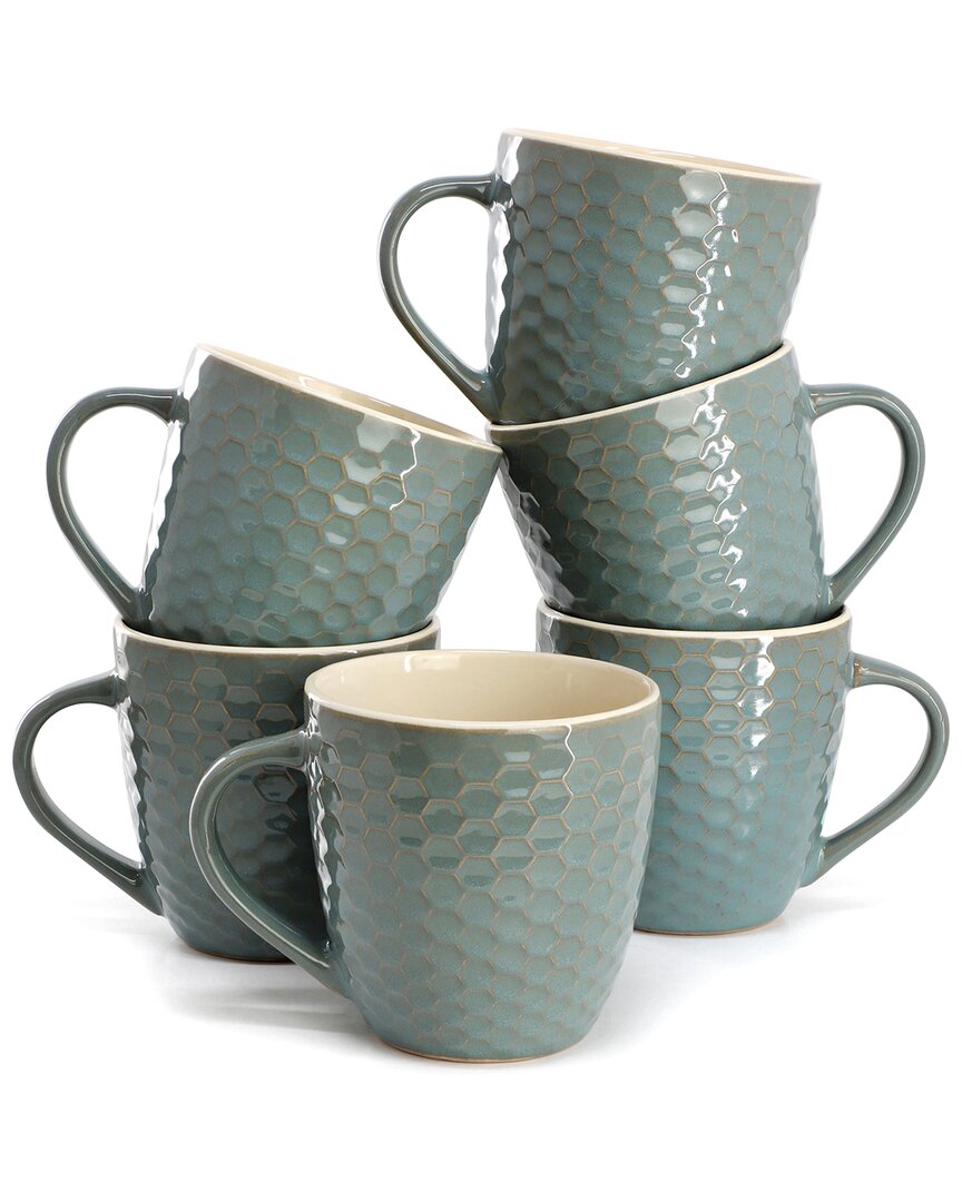 Honeycomb 6pc Turquoise Mug Set