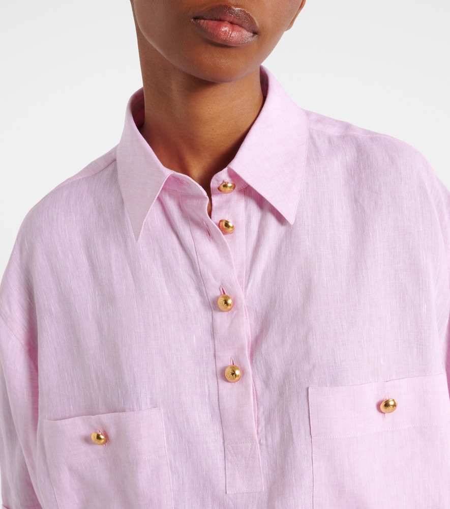 Oversized linen polo shirt