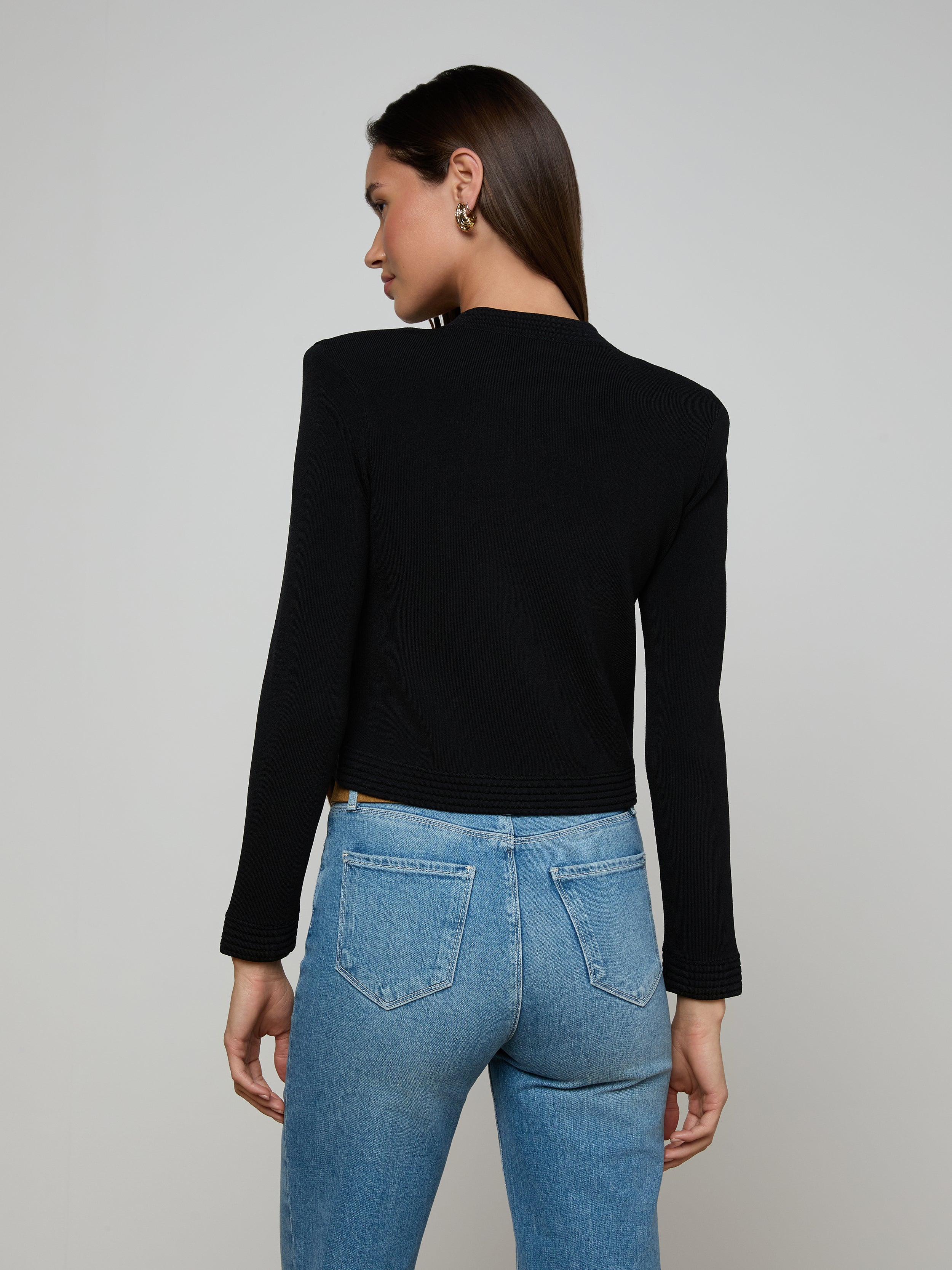 Patsy Cropped Cardigan In Black/gold