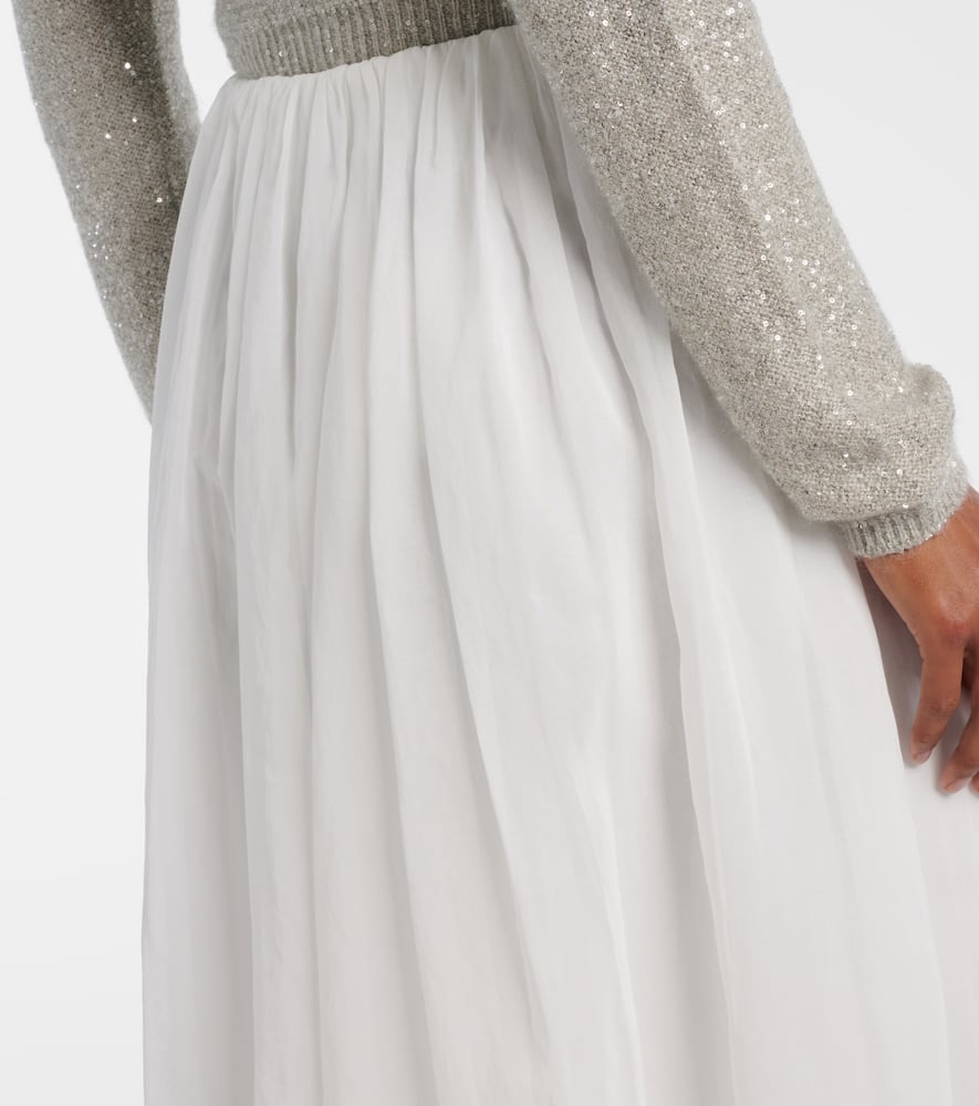 Cotton and tulle midi skirt
