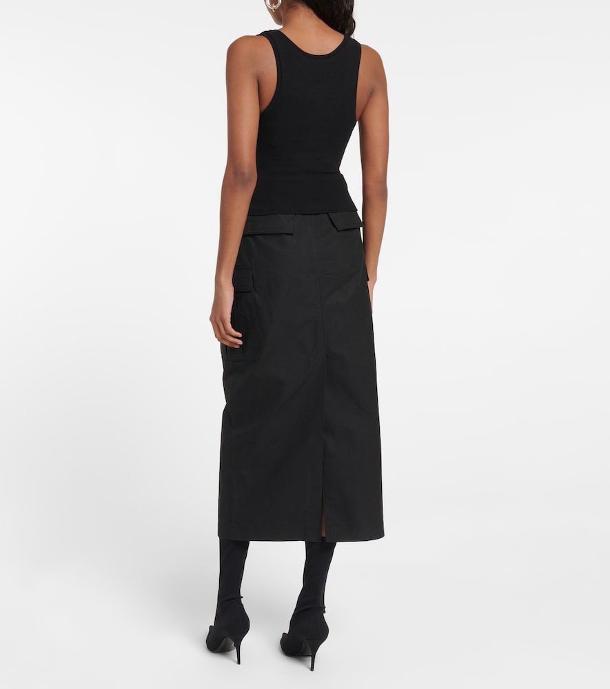Ribbed-knit cotton-blend tank top