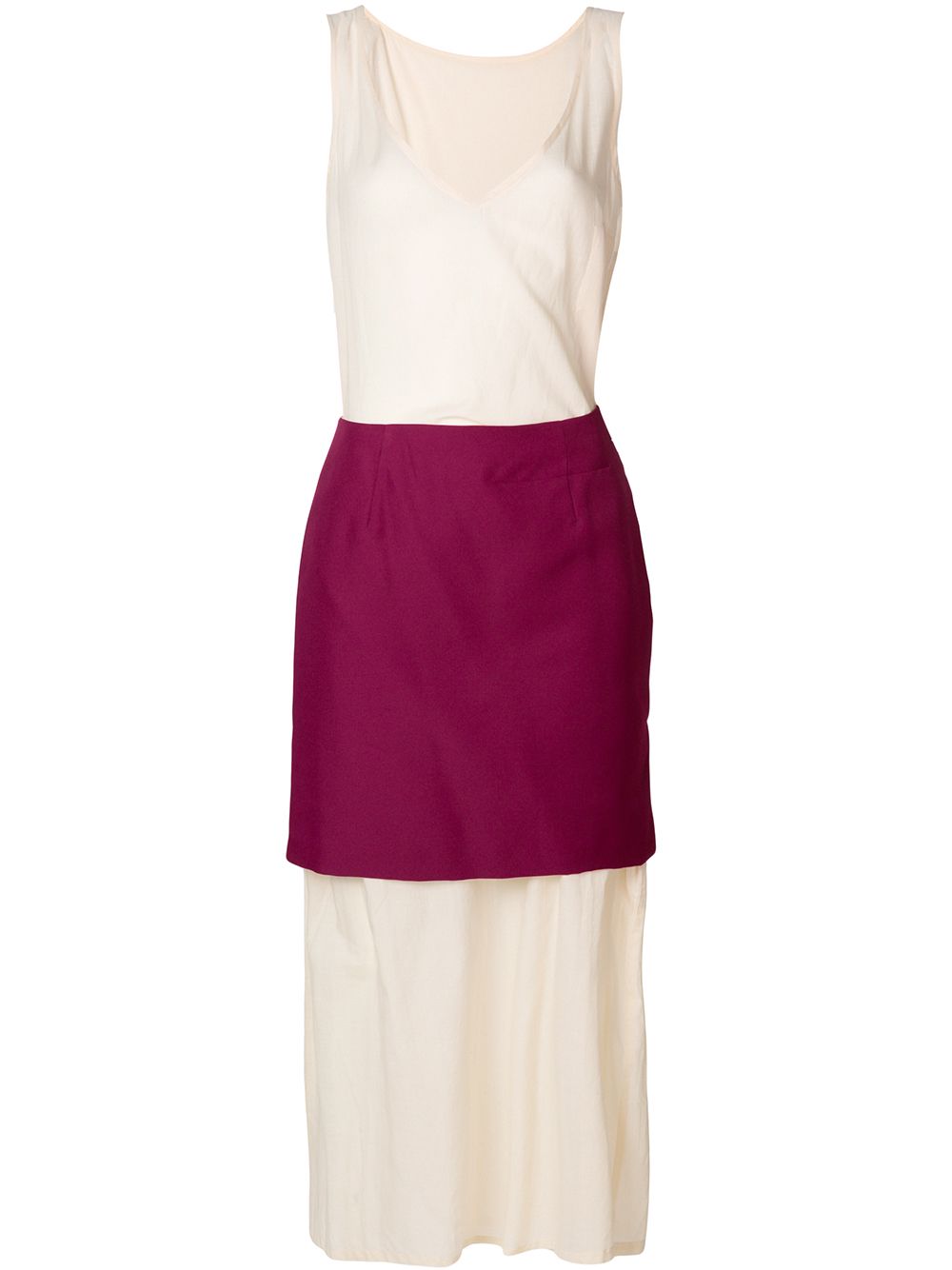 1996 two-tone layered dress - Neutrals