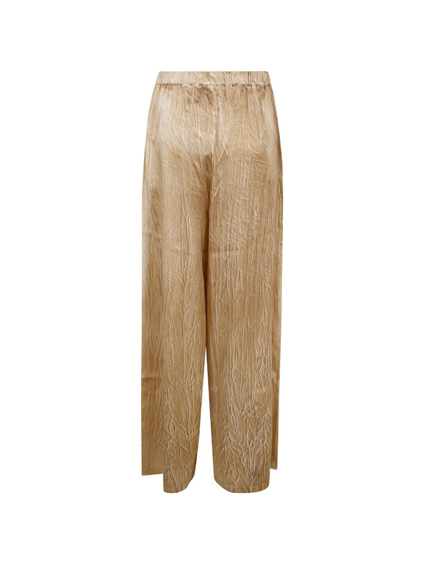 Beige Flared Flat Front Pant