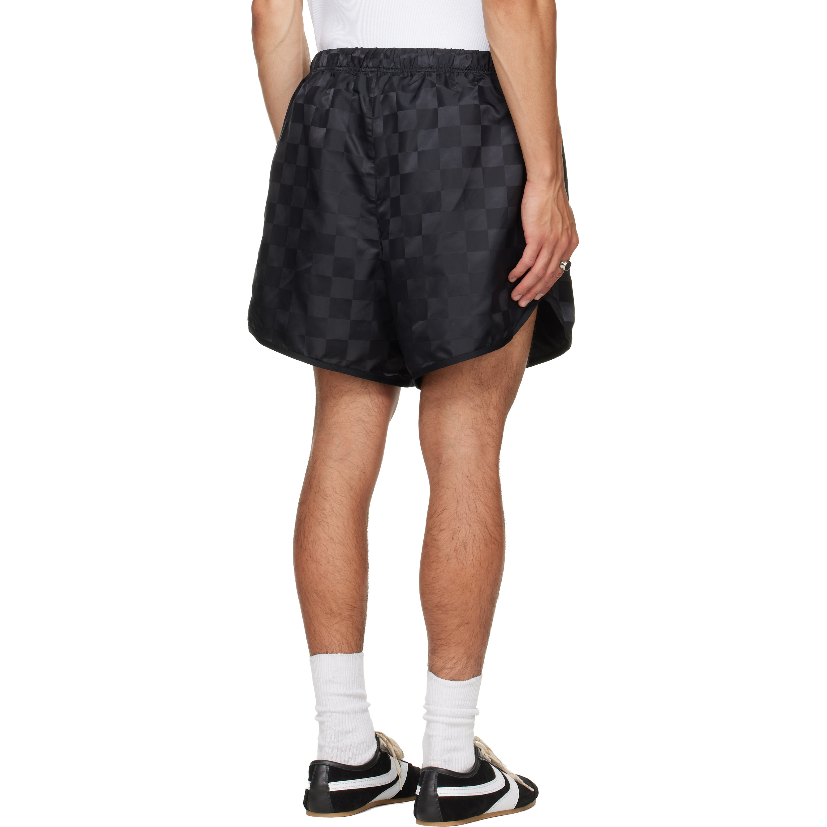 Black Checkered Gym Shorts