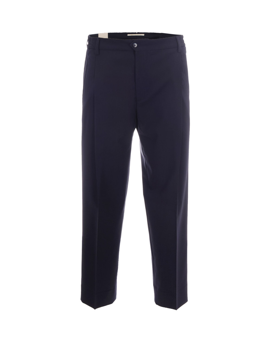 Navy Blue Straight Flat Front Pants